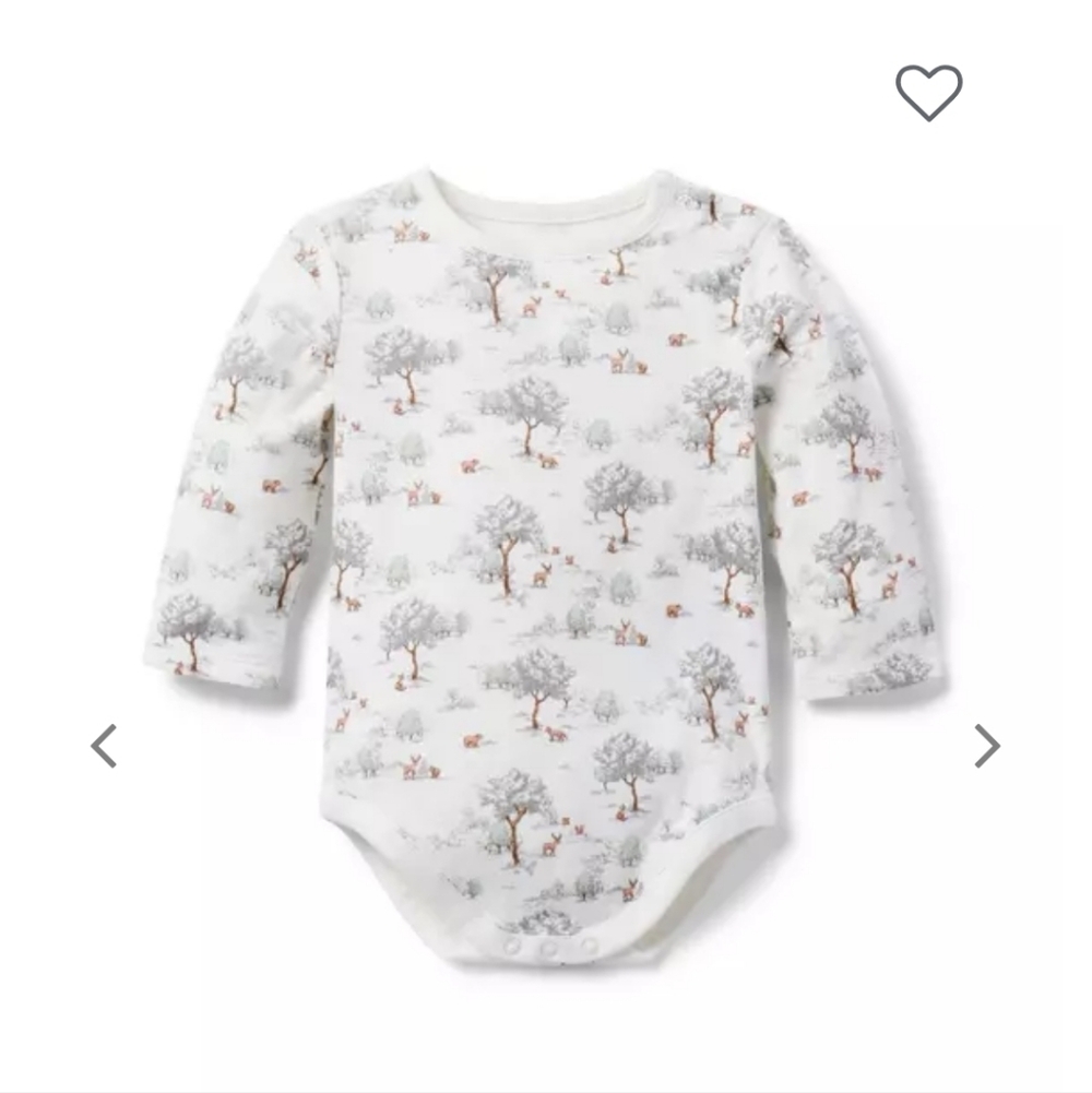 Janie and Jack Cream Woodland Print Bodysuit 12-18M